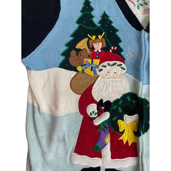 Quacker Factory Santa North Pole Santa's Workshop Size 3X Christmas Sweater - Picture 5 of 10